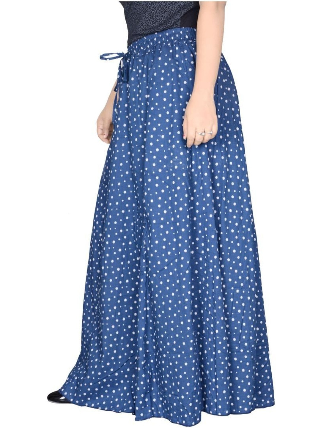 Sttoffa Women Blue Cotton Printed Skirt