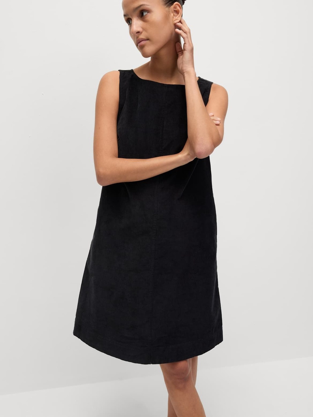 Marks & Spencer Women Round Neck Rich Cord Mini Shift Dress