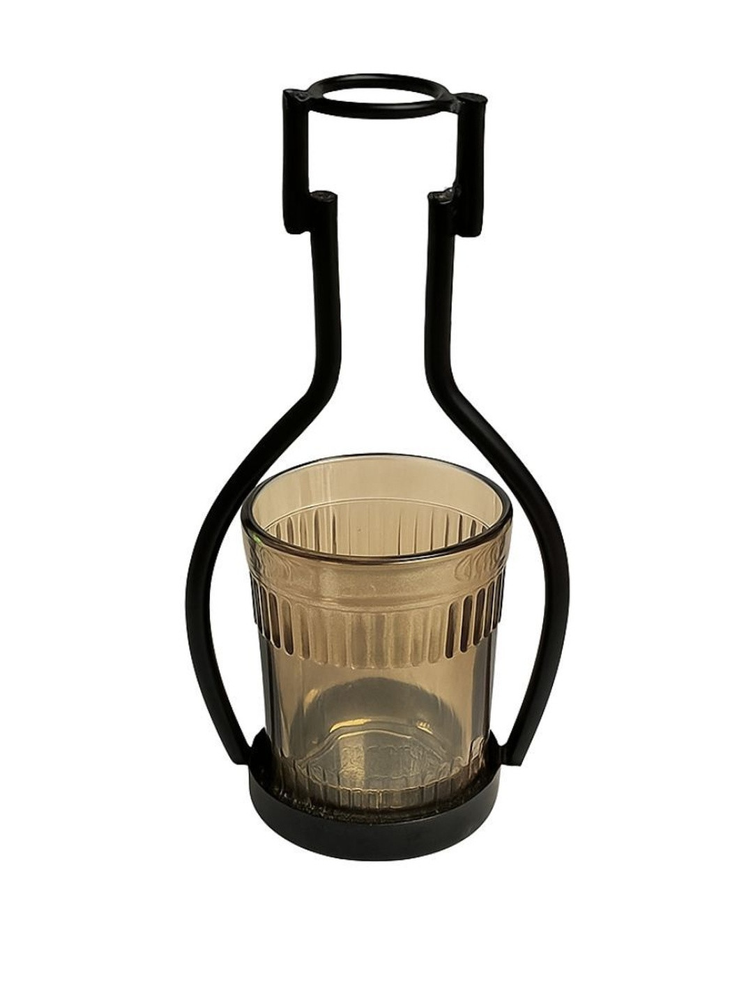 Tiny Shiny Black Floral Decor Iron Candle Holder