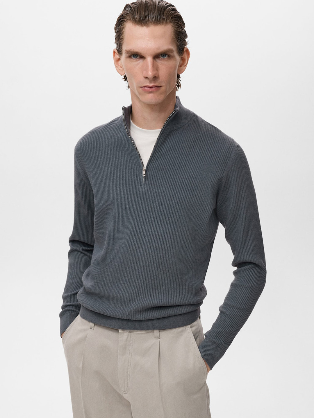 MANGO MAN Ribbed Regular Fit Sweater