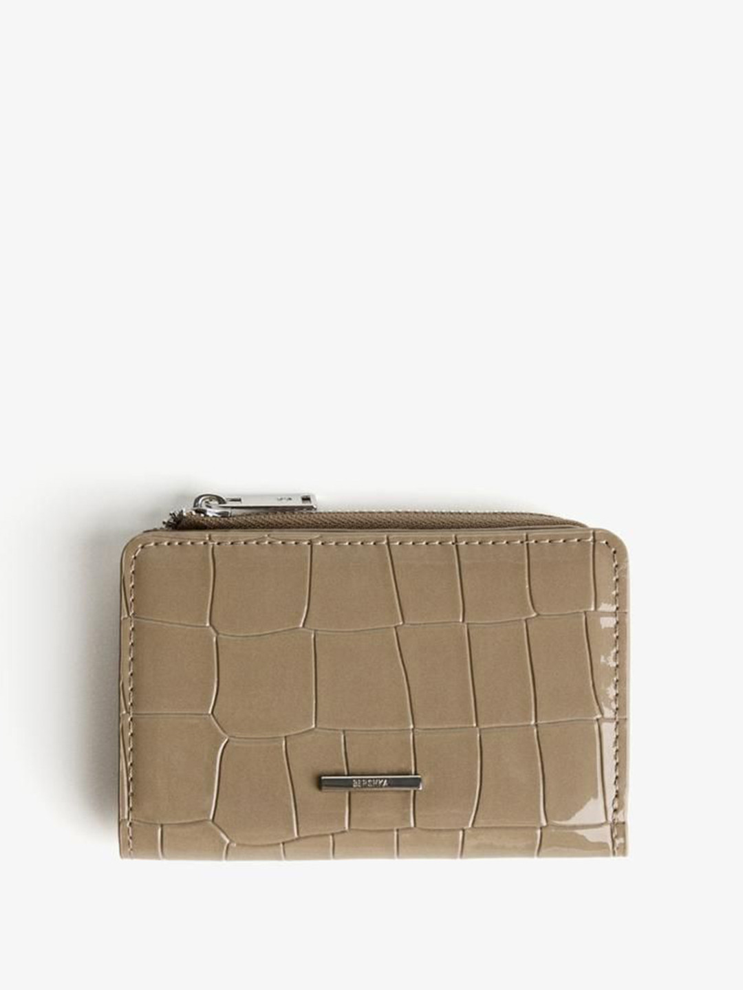 Bershka Embossed Faux-patent-finish Animal Print Purse