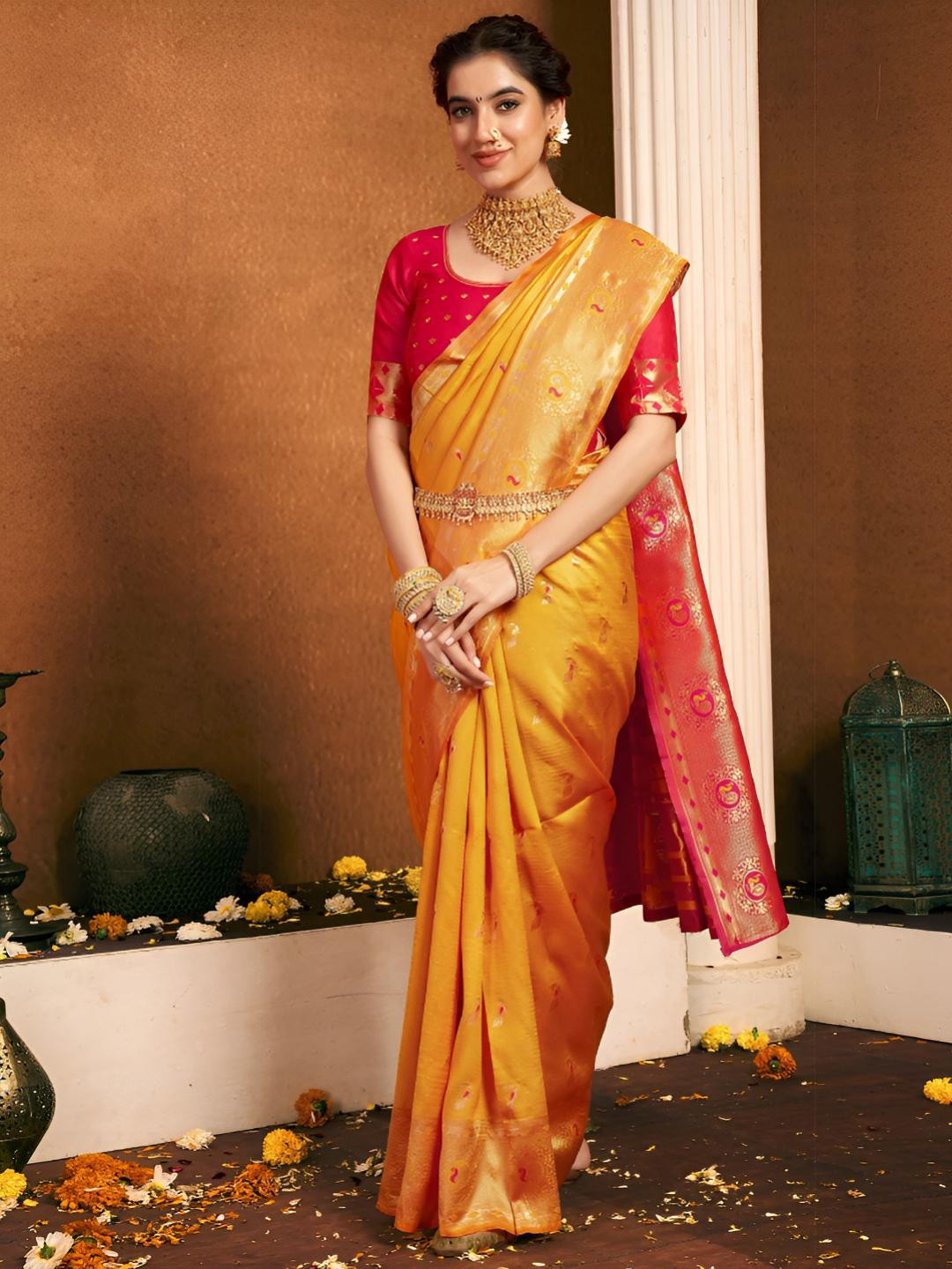 ETHNICHITZ Ethnic Motifs Woven Design Zari Paithani Saree