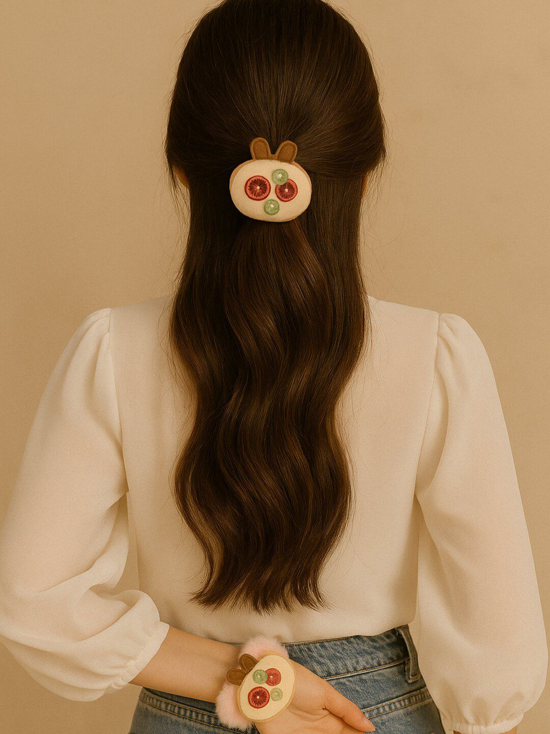 Haute Handles Women Pink Bunny Ears Ponytail Holders