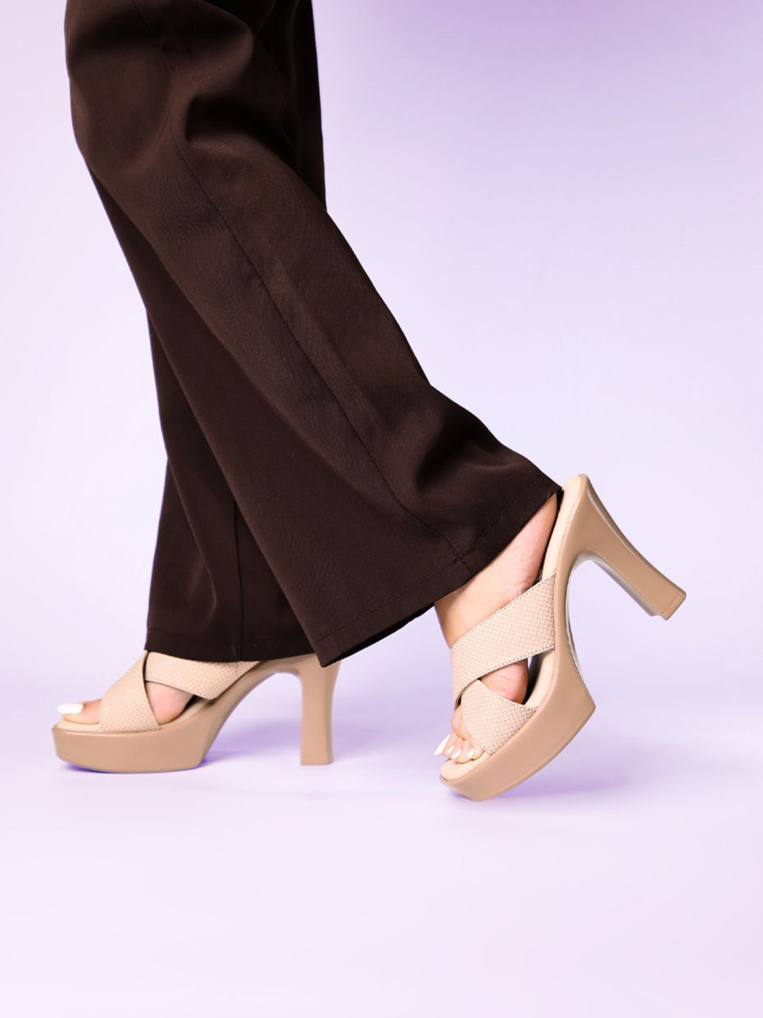 Monrow Women Drew Beige Platform Party Heels