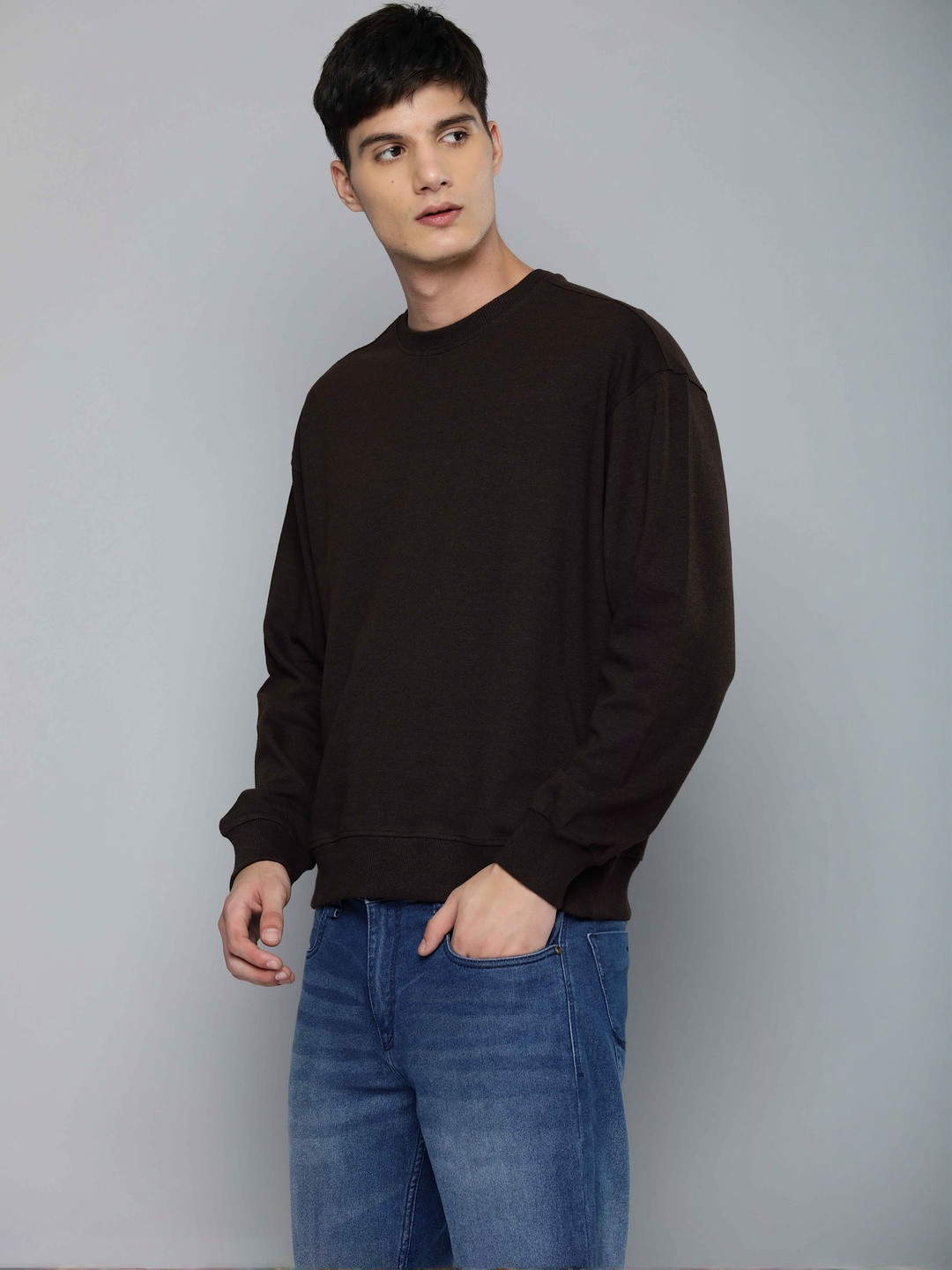 Moda Rapido Men Coffee Brown Pullover Sweatshirt