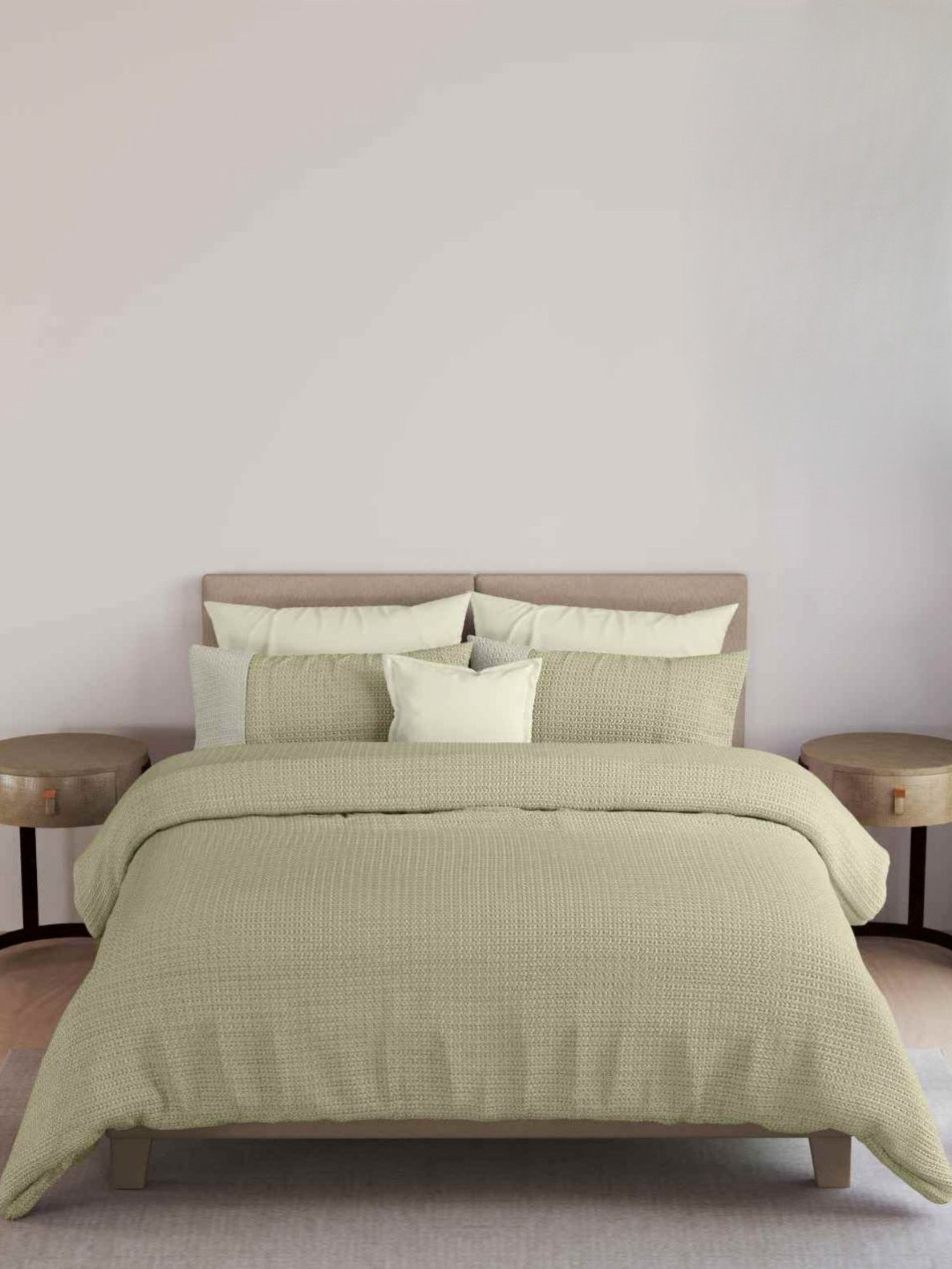 Triani Green 3 Pieces 250 GSM Double Queen Bed Covers