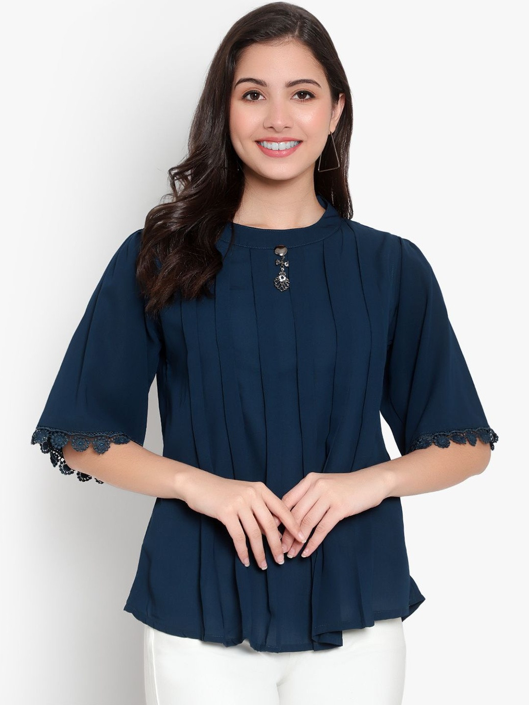 HERE&NOW Women Tie-ups closure Georgette Top