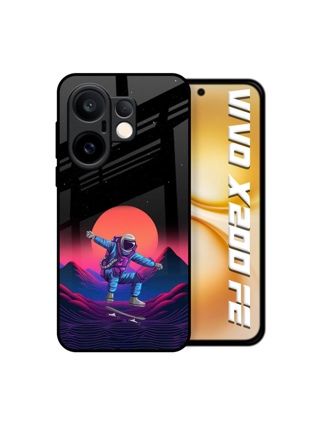 QRIOH Retro Astronaut Glass Printed Vivo X200 FE 5G Silicone Back Case