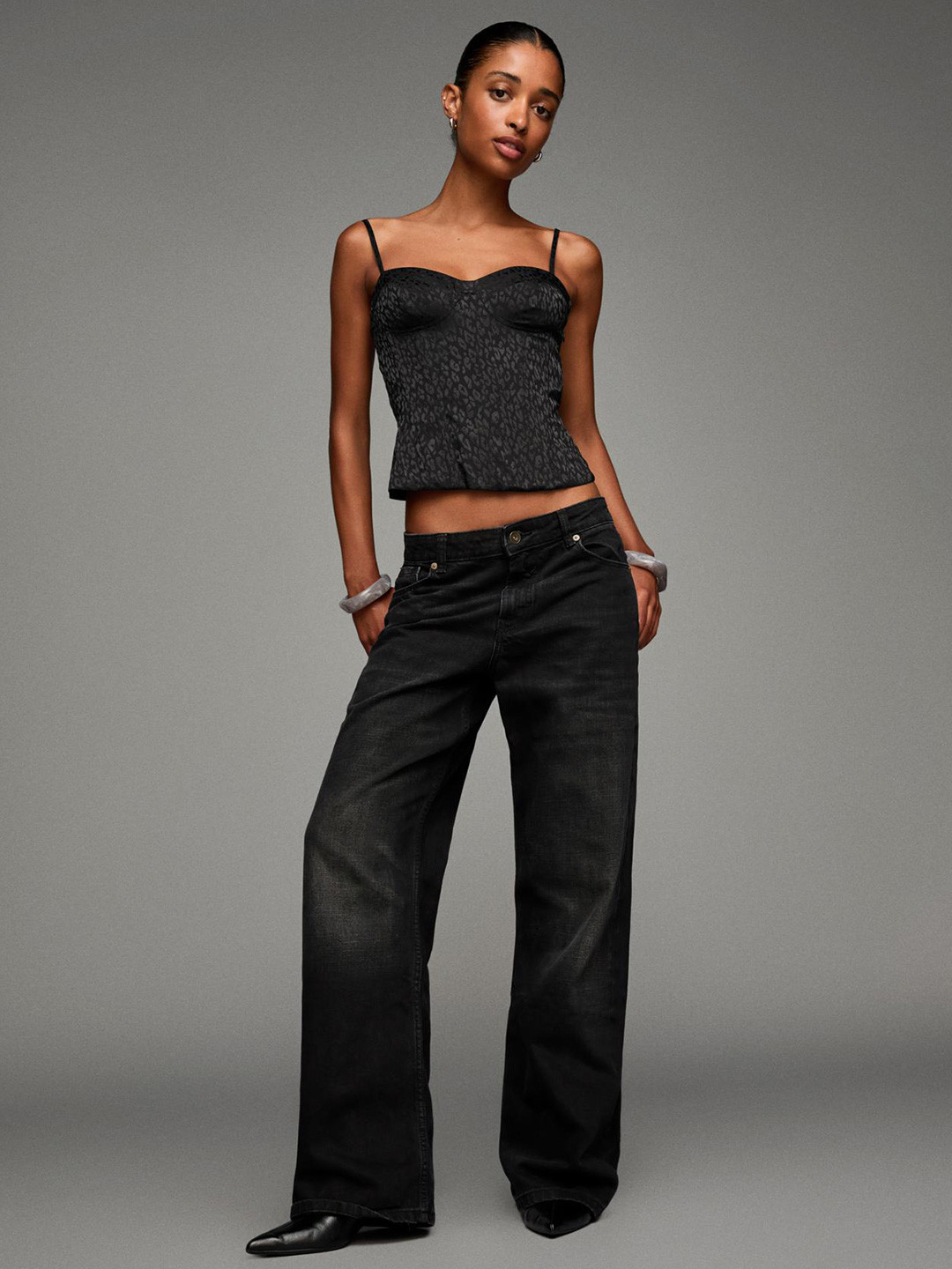 Bershka Jacquard Corset Top