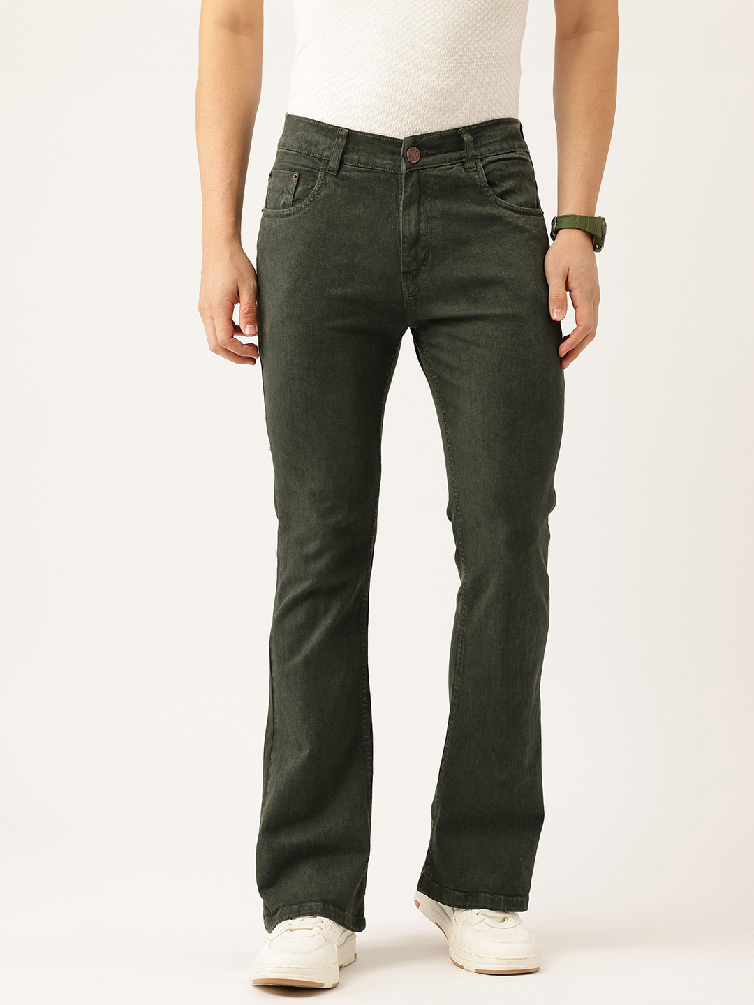 PARIS HAMILTON Men Mid-Rise Stretchable Slim Bootcut Fit Jeans