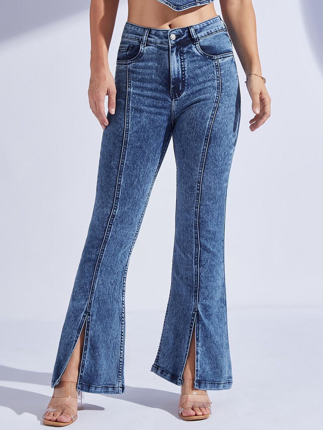 Women's Bootcut High Rise Clean look Regular-Length Stretchable Denim Bootcut Jeans