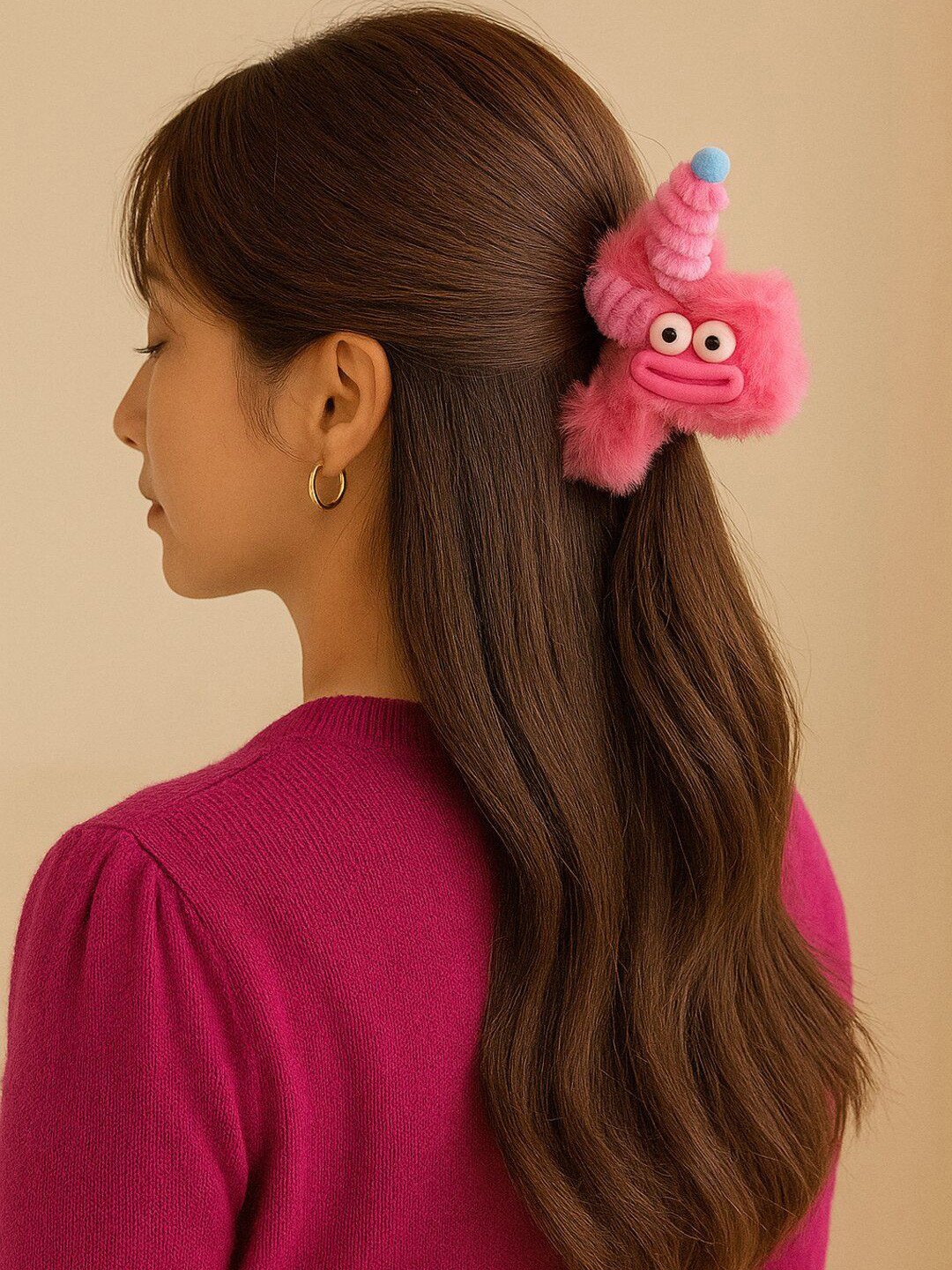 Haute Handles Women Trendy Plush Cartoon Unicorn Hair Claw Clip