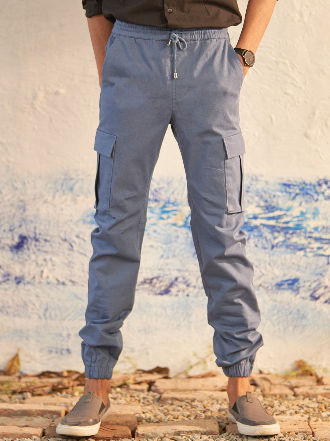 Canoopi Men Relaxed Fit Pleated Cargos