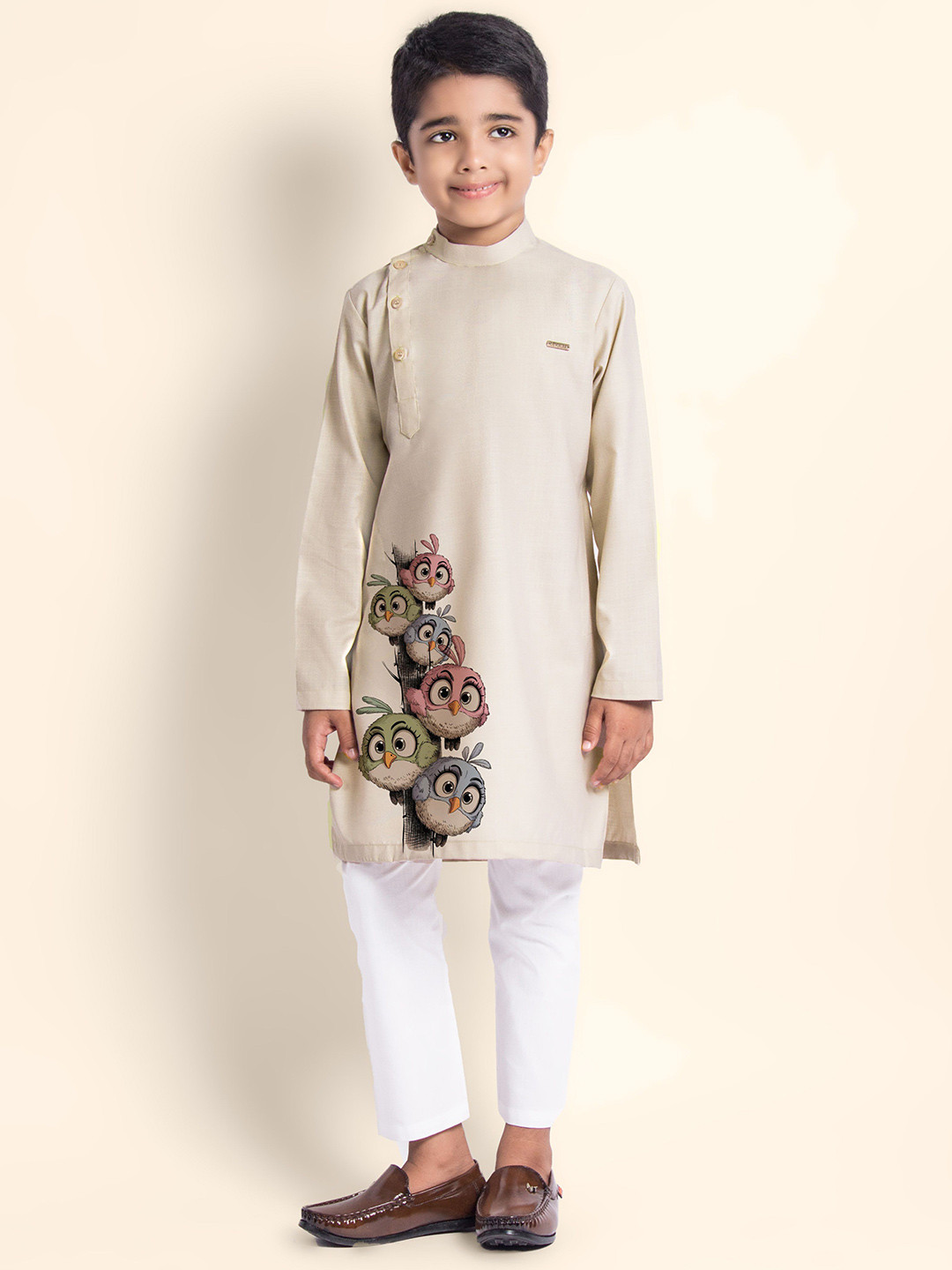 DEVOILER Boys Angry Birds Printed Cotton Straight Kurta