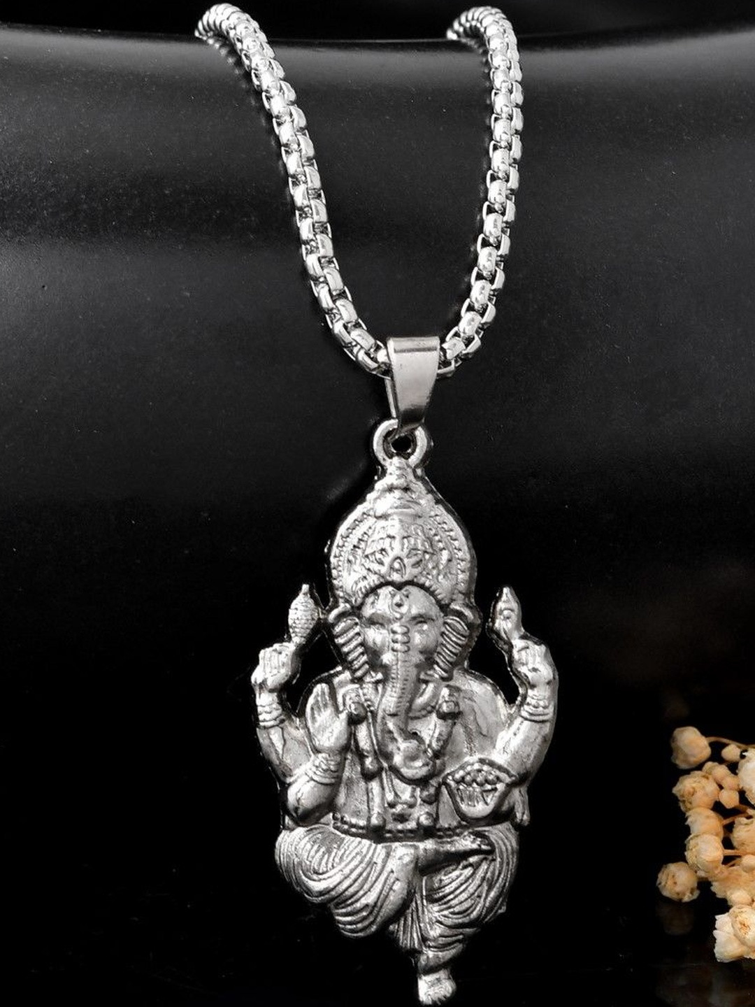 P. R. PRINTS Silver-Plated Ganesha Pendants with Chains