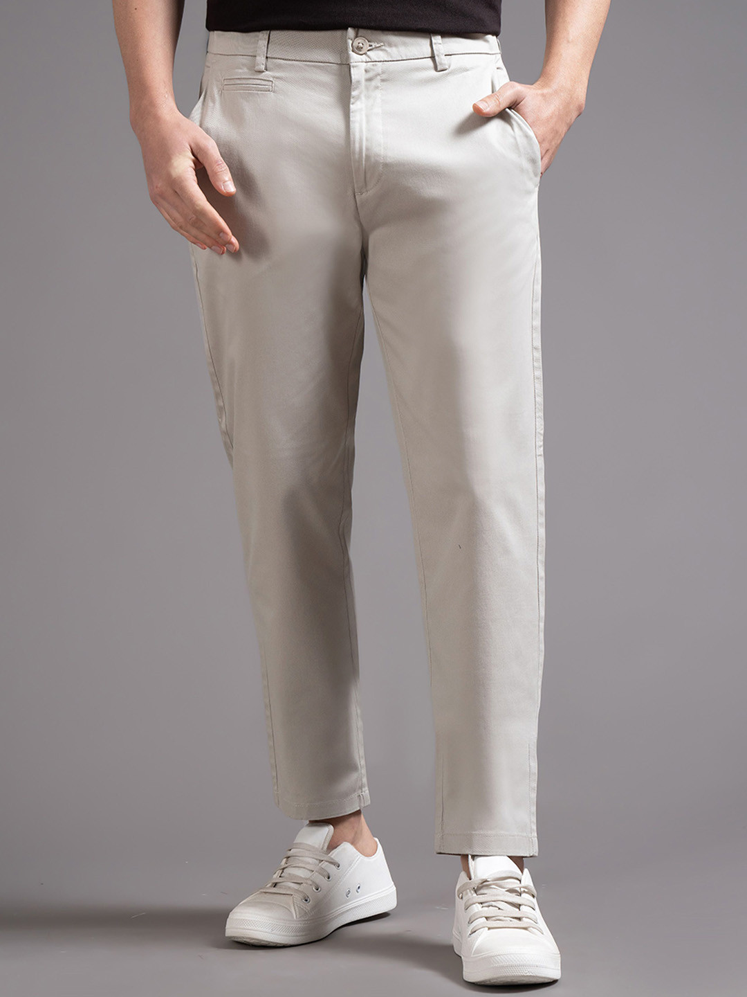 British Club Men Smart Slim Fit Low-Rise Cotton Chinos