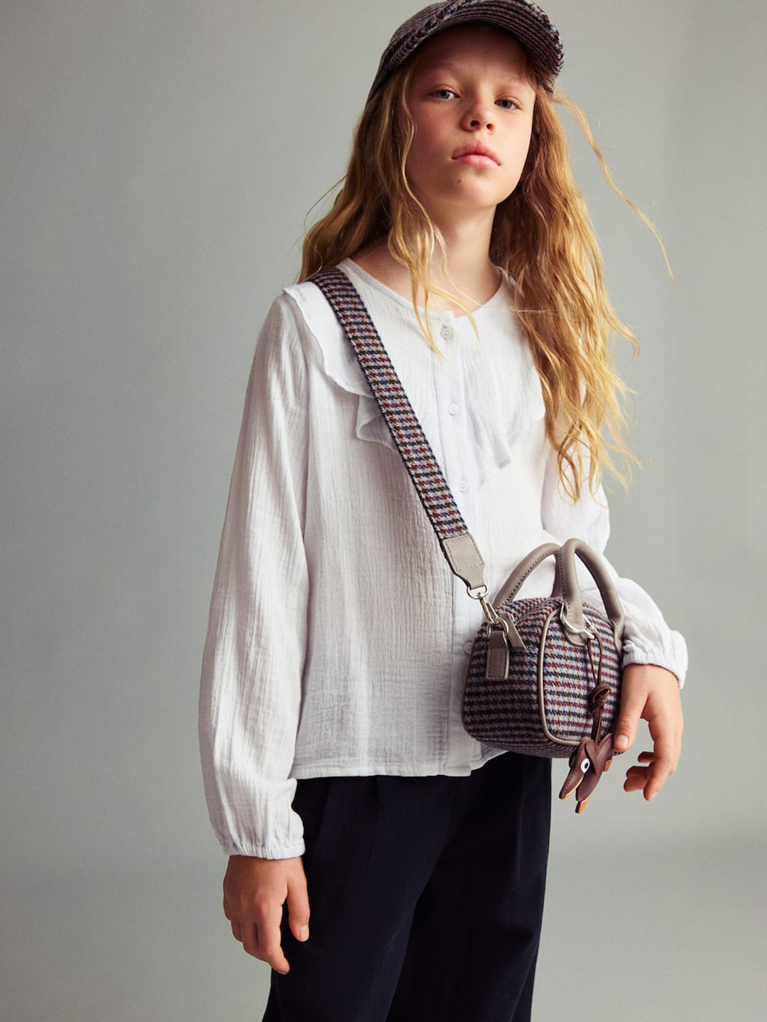 Mango Kids Ruffles Shirt Style Pure Cotton Top