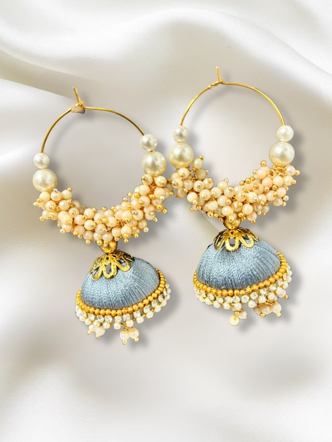 Saumakshi Designs Contemporary Shaped Silk Thread Jhumka Earrings