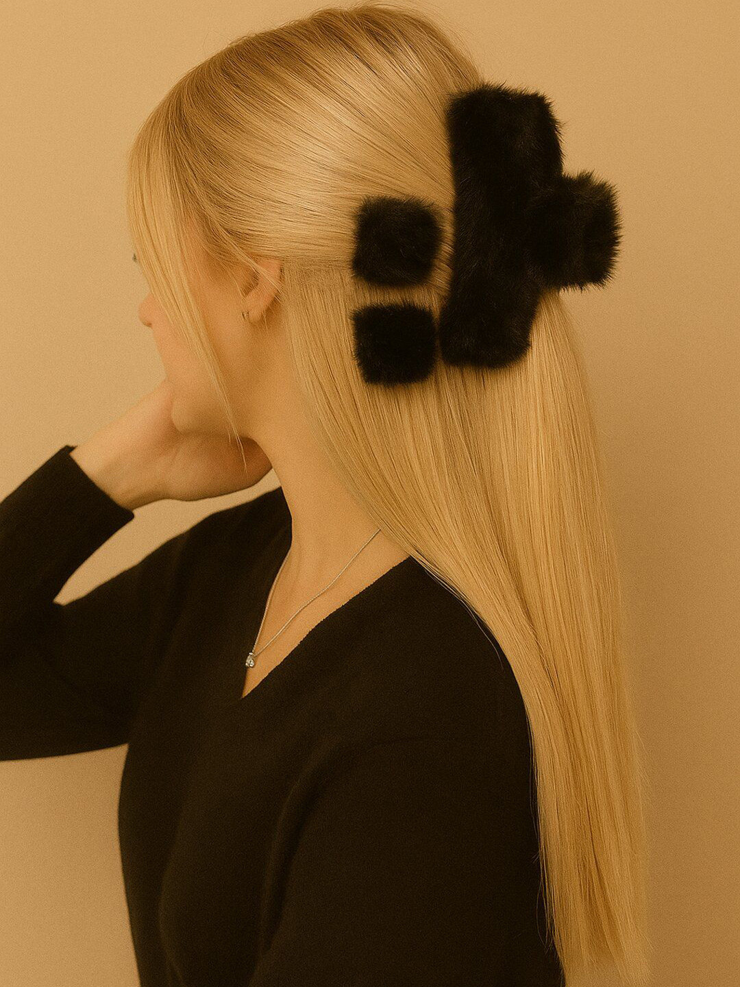 Haute Handles Set of 3 Faux Fur Hair Claw Clip