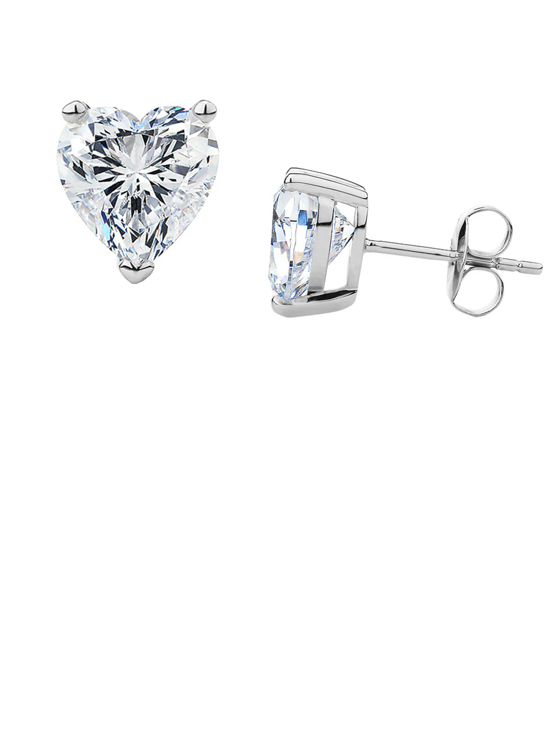 RAGABANDHA DESIGN STUDIO Women Silver-Plated Heart Shaped American Diamond Stud Earrings