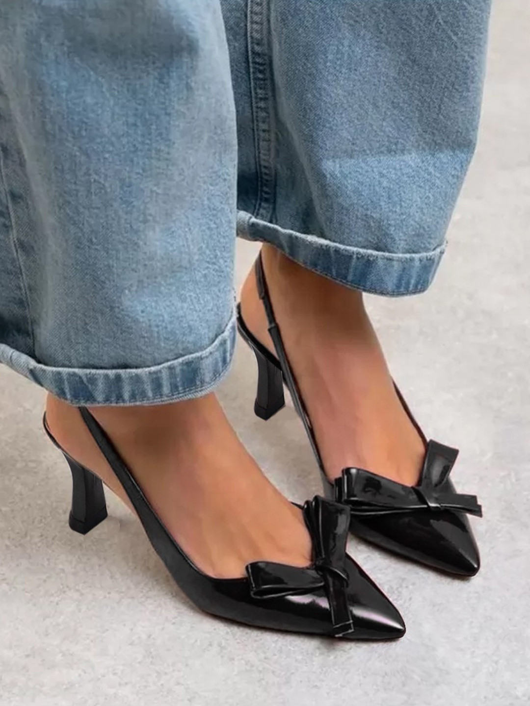 Street Style Store Pointed Toe Kitten Heels Pumps with Bows
