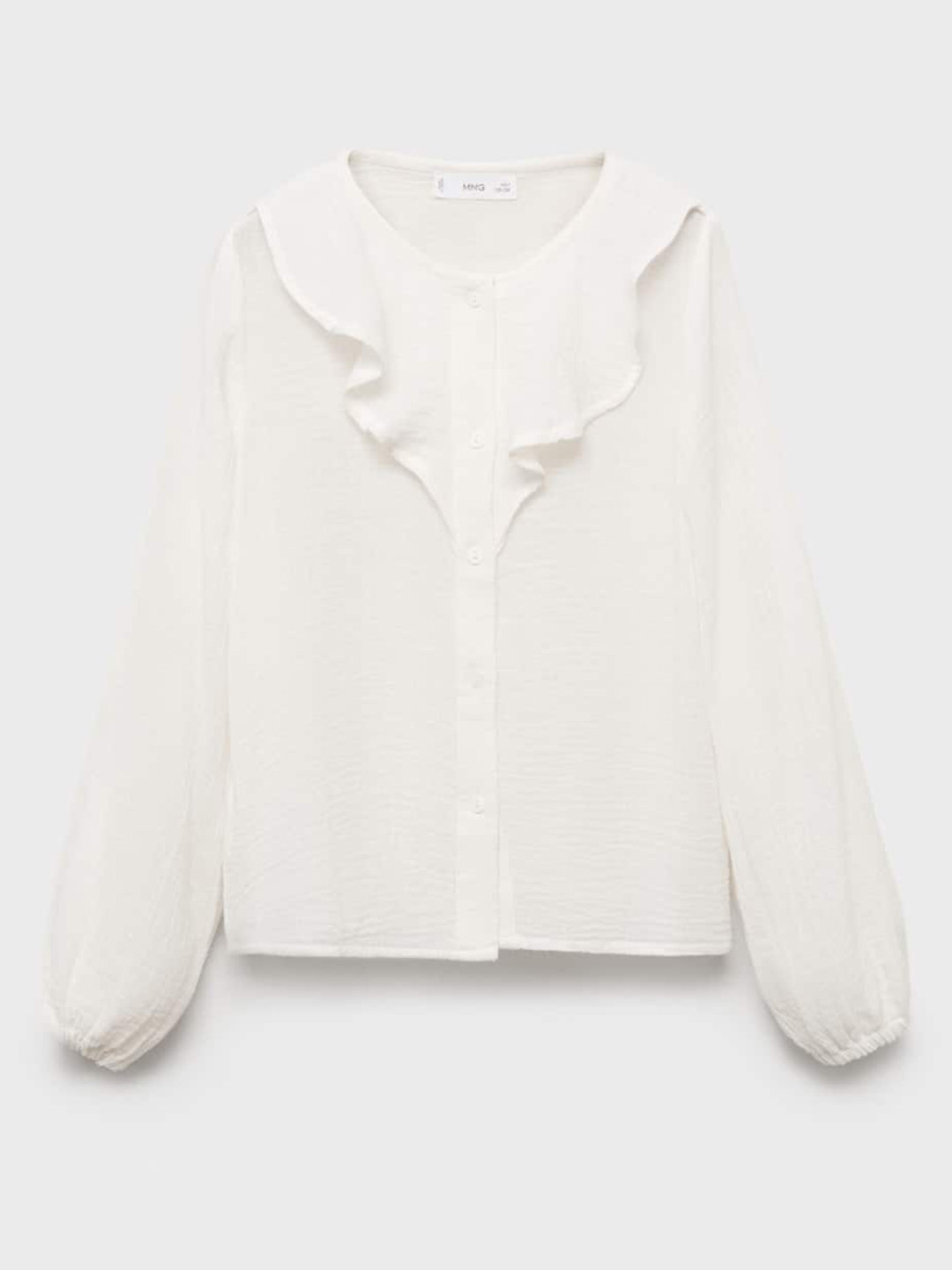 Mango Kids Ruffles Shirt Style Pure Cotton Top
