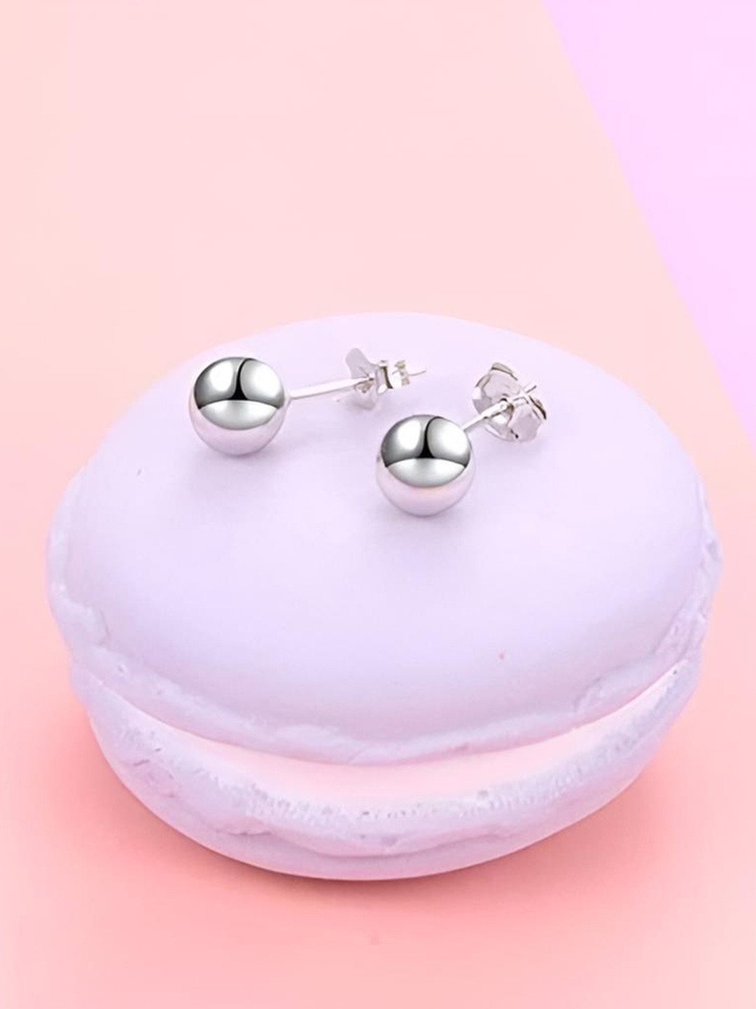 RAGABANDHA DESIGN STUDIO Silver-Plated Circular Ball Shaped Studs Earrings- 3mm