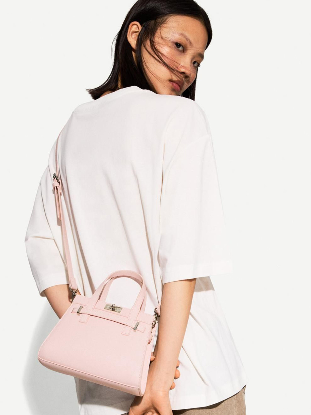 Bershka Oversized Bucket Shoulder Bag Textured Minaudire With Cut Work