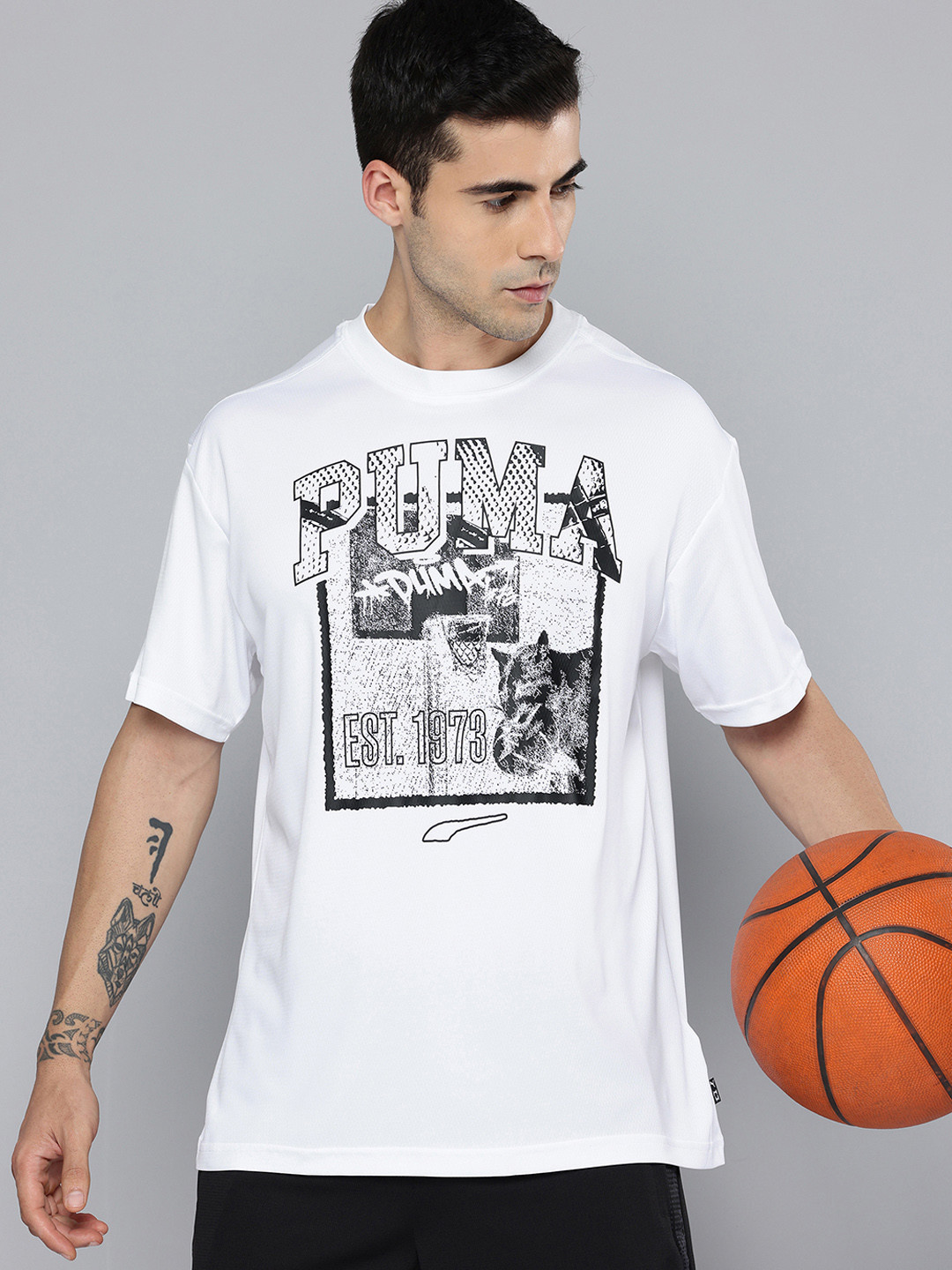 Puma Rival Rage Brand Logo Printed Drycell Basketball T-shirt
