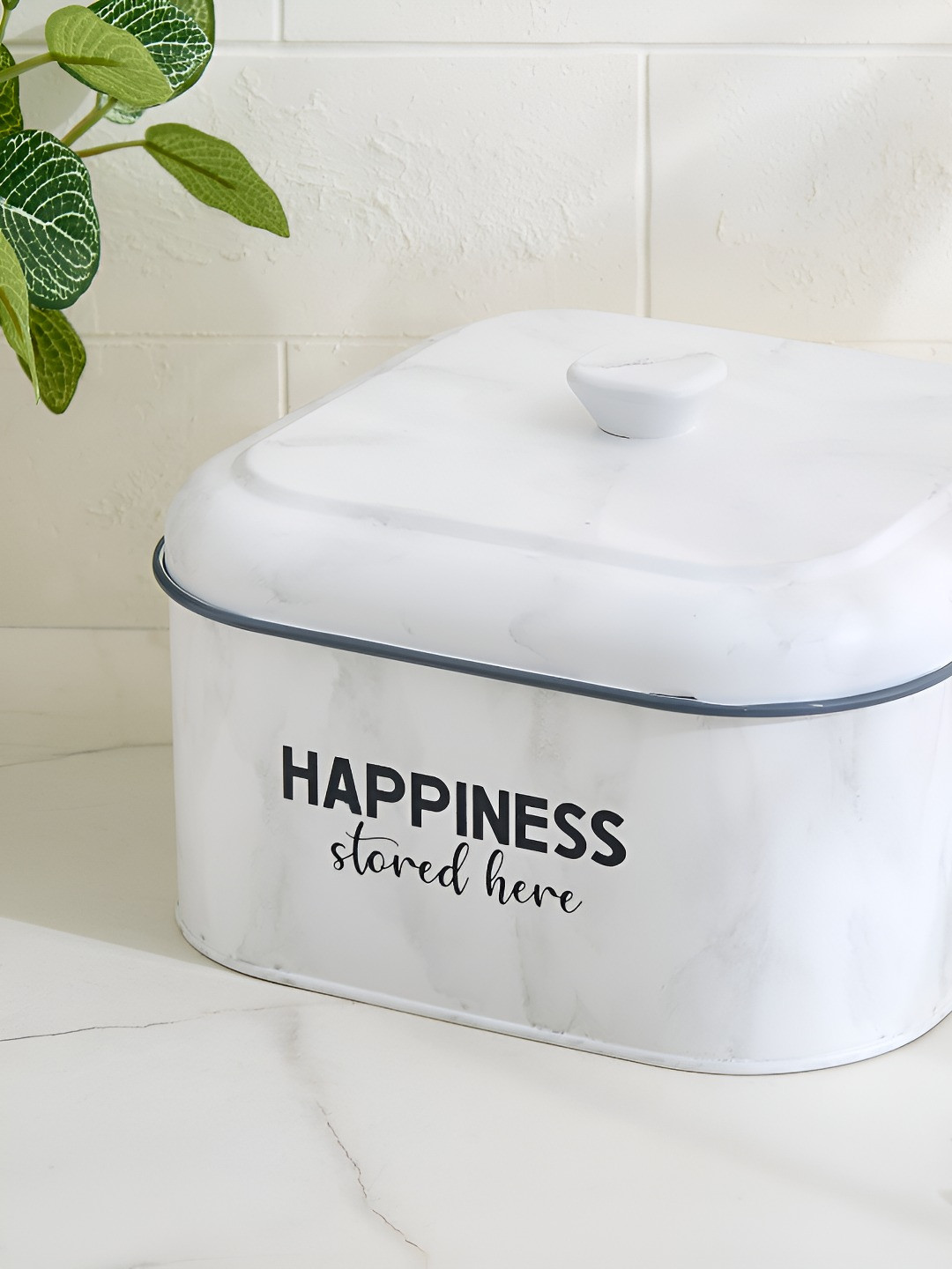 Home Centre White Metal Easy to Clean Canister Container 3L