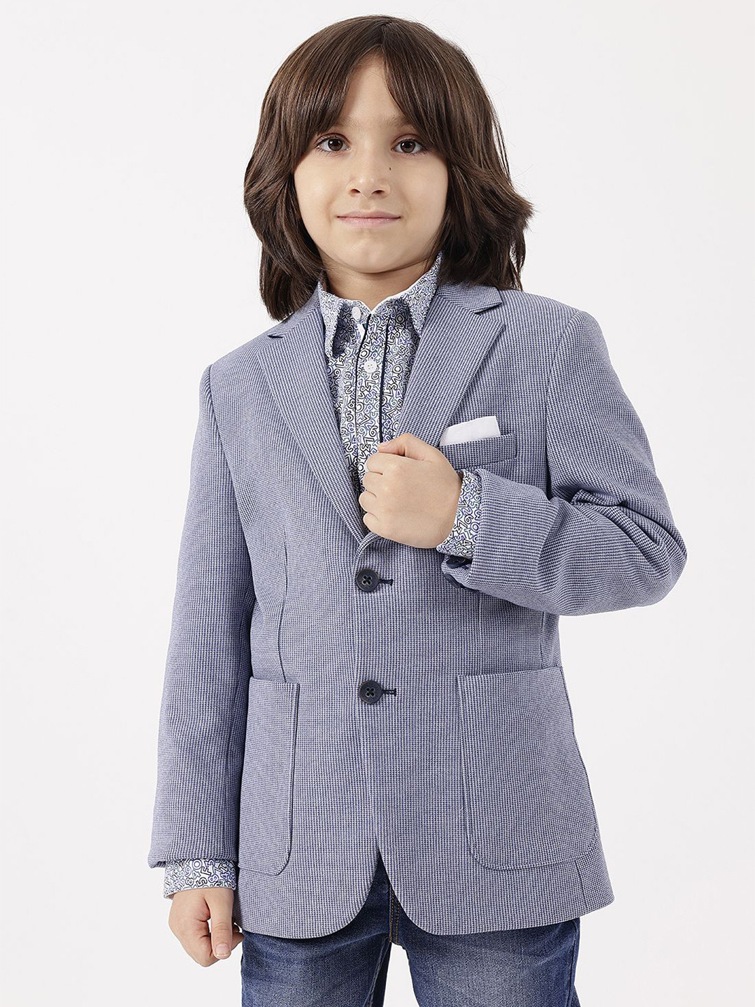 One Friday Boys Printed Single Breasted Blazer