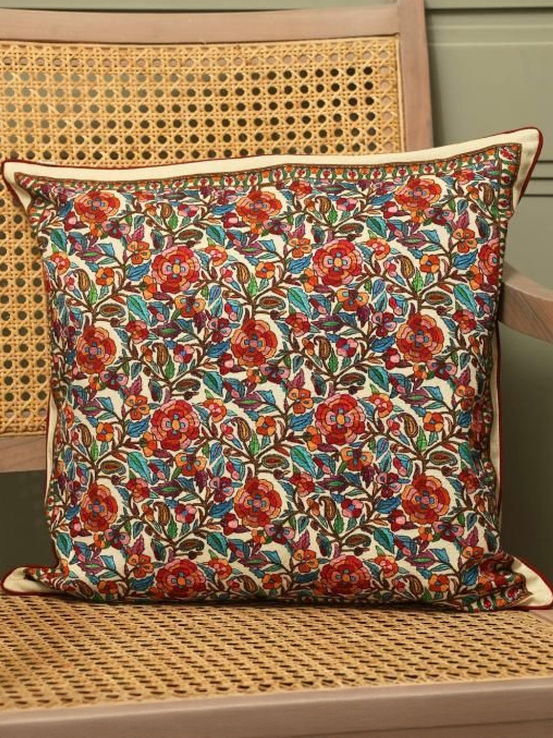 Crown of Poppies Cotton Heritage Charm Cushion Cover Square Cushion Covers