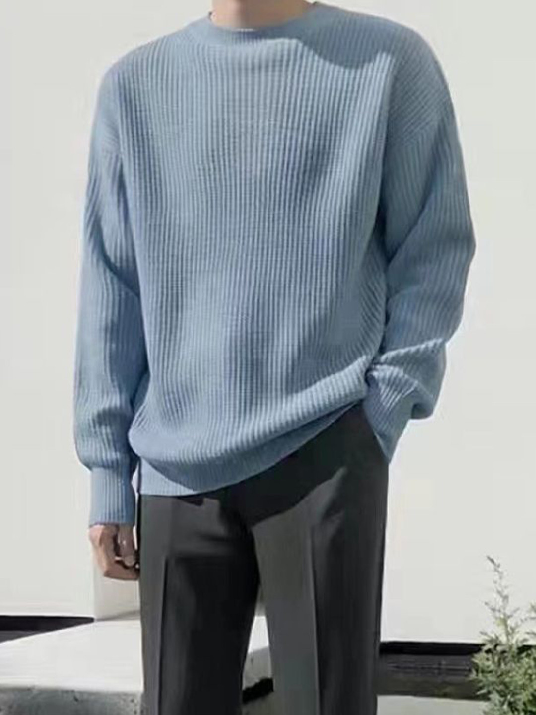 StyleCast Men Ribbed Round Neck Pullover