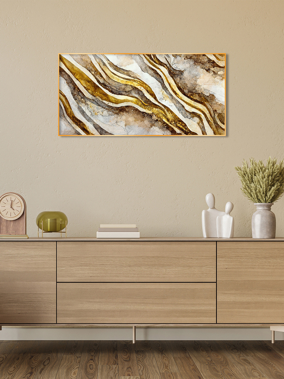 THE NEXT DECOR White Relanta Glass Finish Horizontal Wall Art