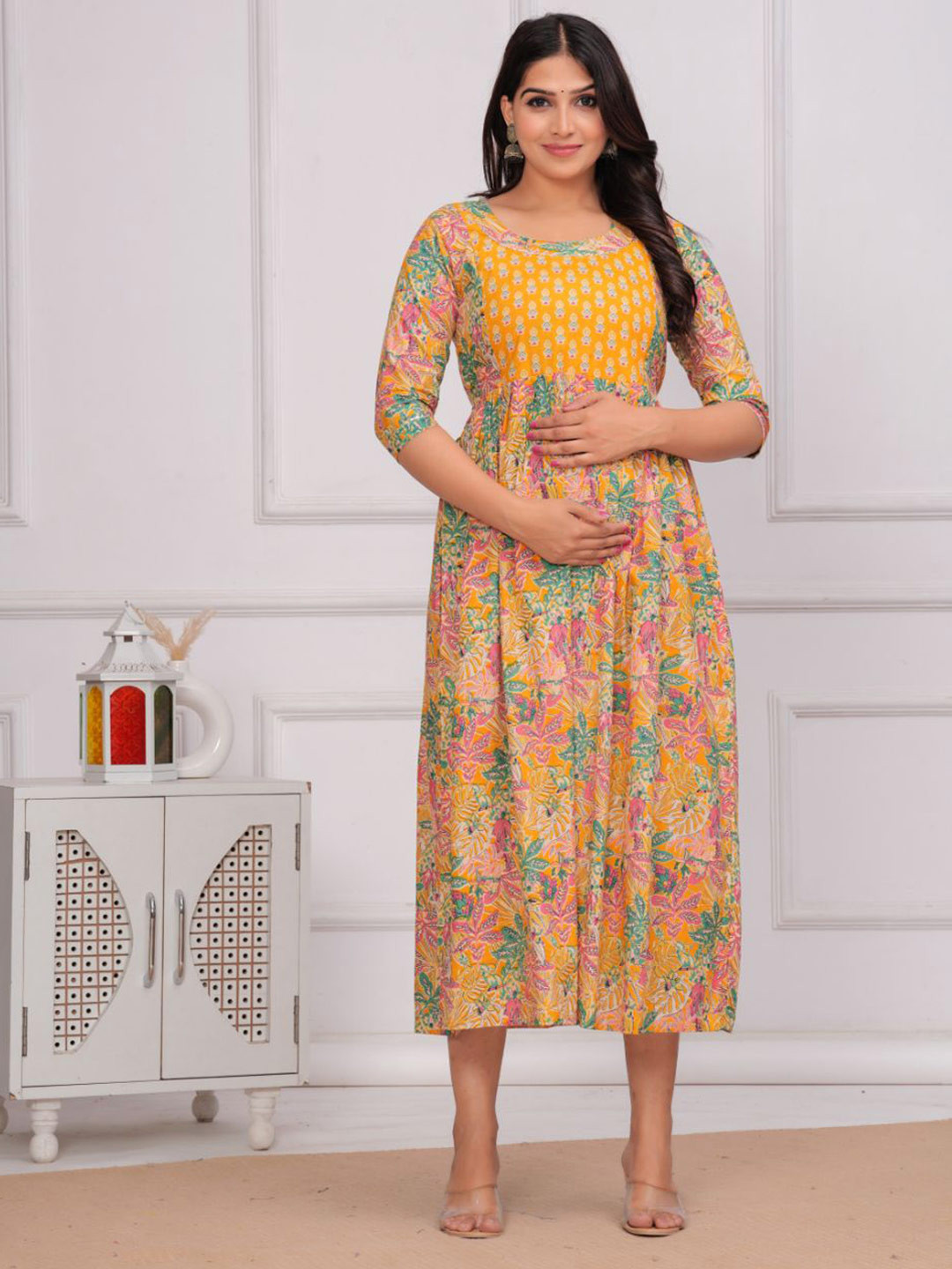 Step Queen Women Floral Printed Maternity A-Line Kurta