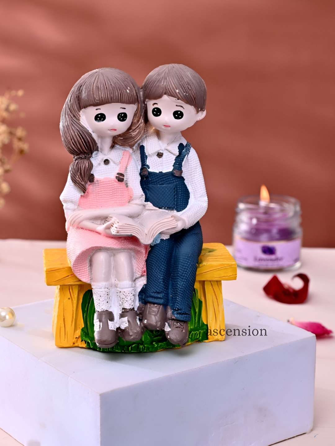 Ascension Black And White Couple Reading Book Figurine Showpiece