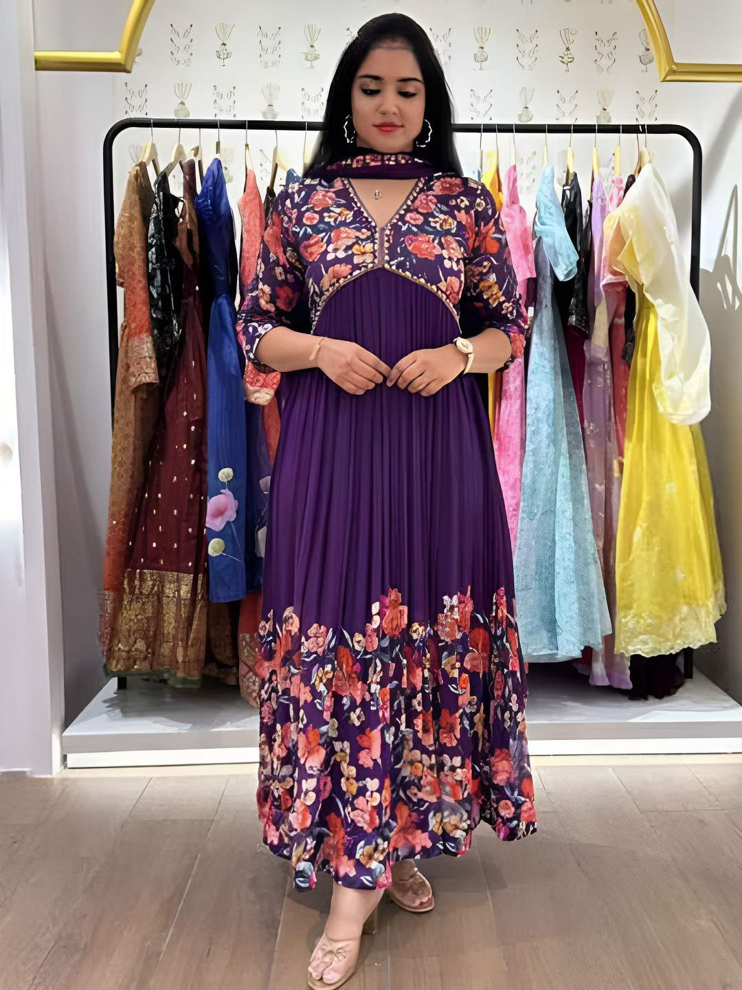 N.B.F Fashion Women Floral Printed Kurta with Trousers & Dupatta