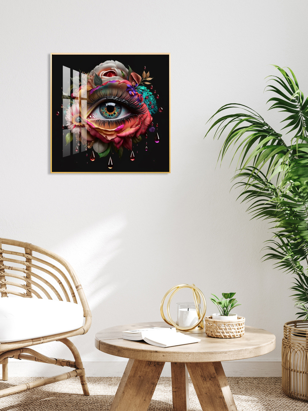 THE NEXT DECOR Radiant Jewel Eye Glass Finish Square Wall Art
