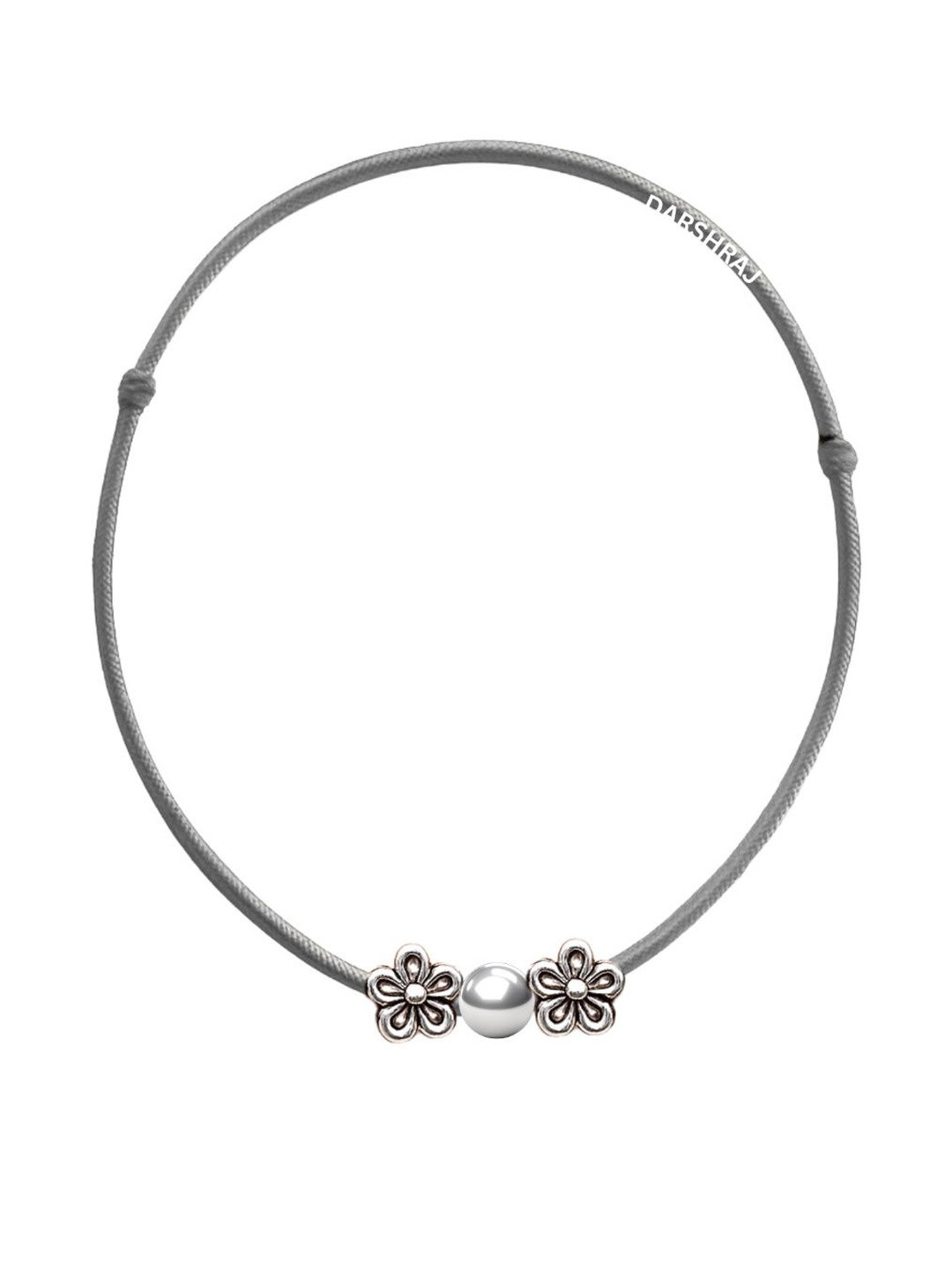 Darshraj Women 1 Piece Sterling Silver Balls & Flower Studded nylon Thread Anklet