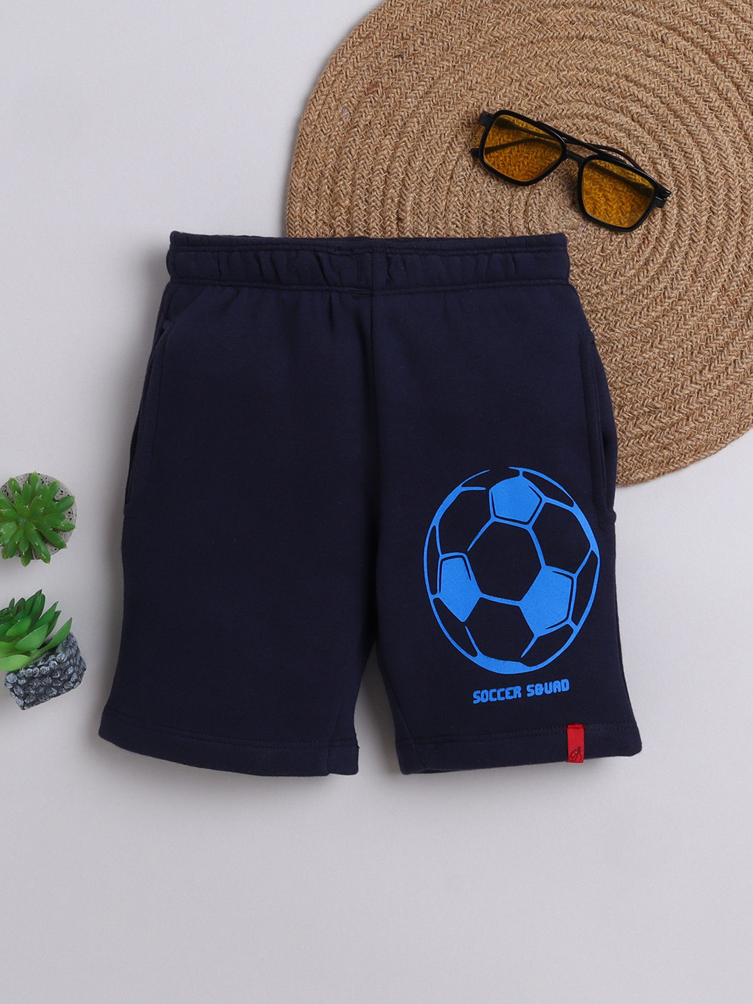 Tiny Toonzzz Boys Graphic Football Printed Regular Fit Mid-Rise Cotton Shorts