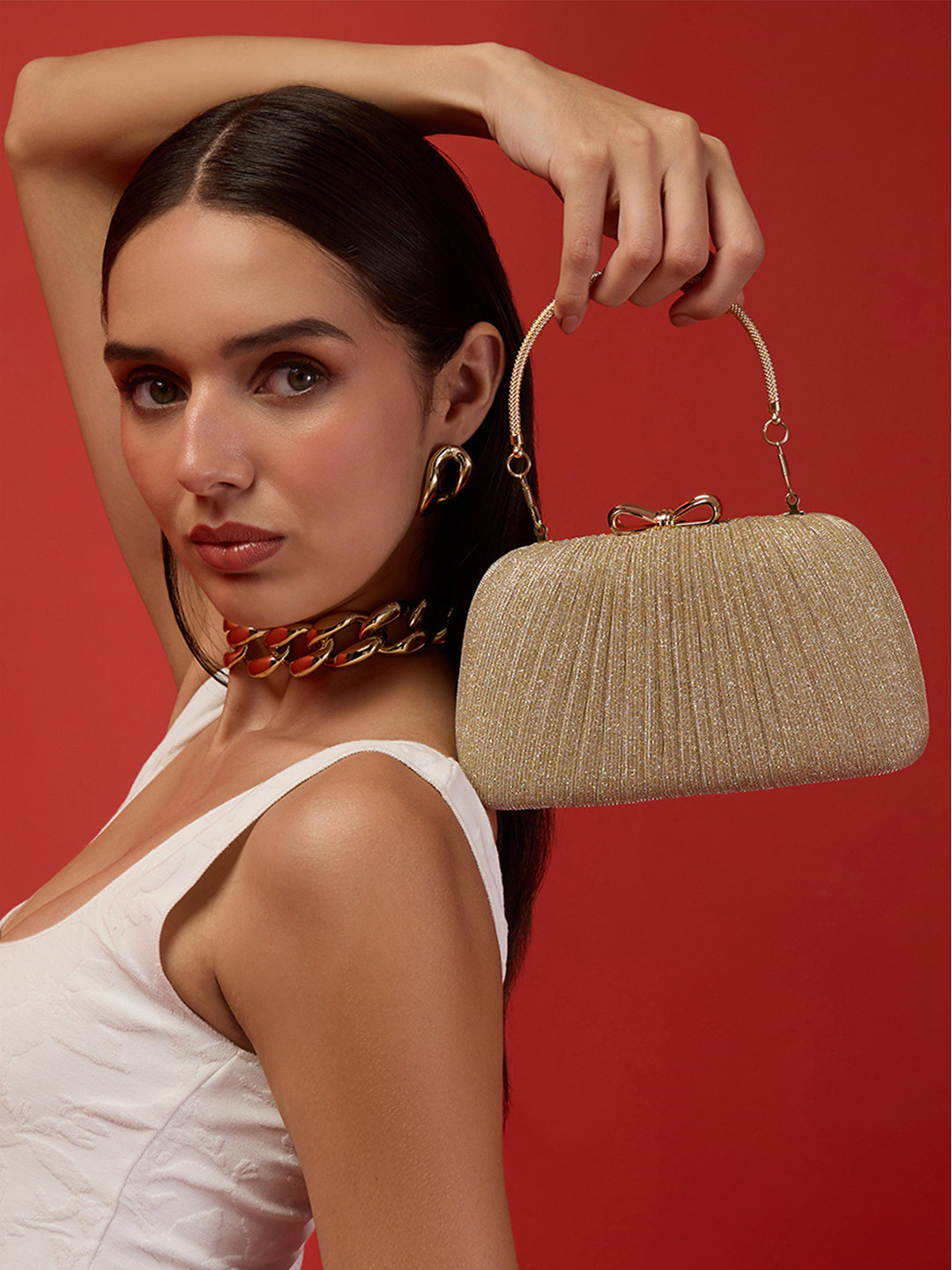 Akiki London Women Barnet Embellished Box Frame Clutch