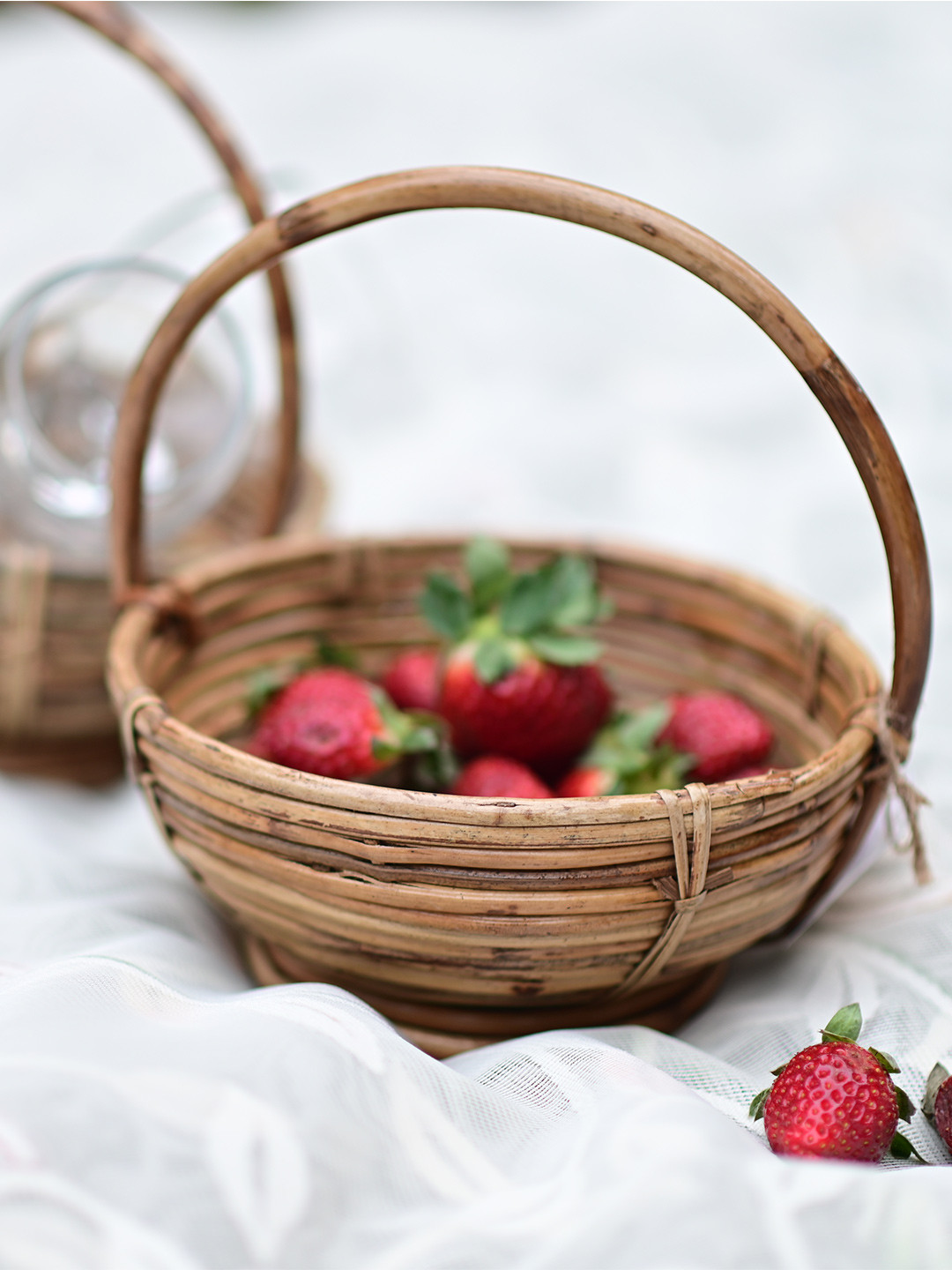 FLICKERS AND FLAME Beige 2025 Rattan Easy to Clean Fruit and Vegetable Basket