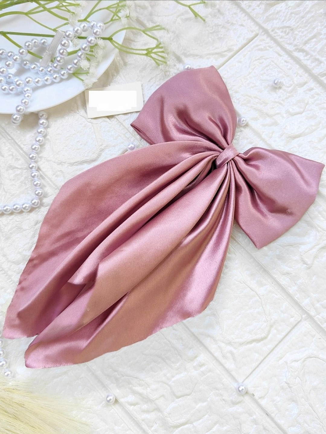 DIVASTRI Women Pink Satin Ribbon Hair Bow Clip