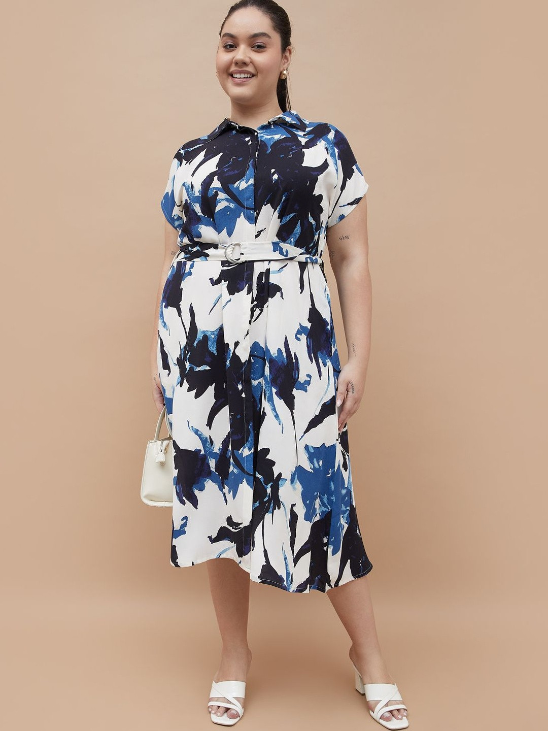 Nexus by Lifestyle Abstract Printed Plus Size Shirt Dress