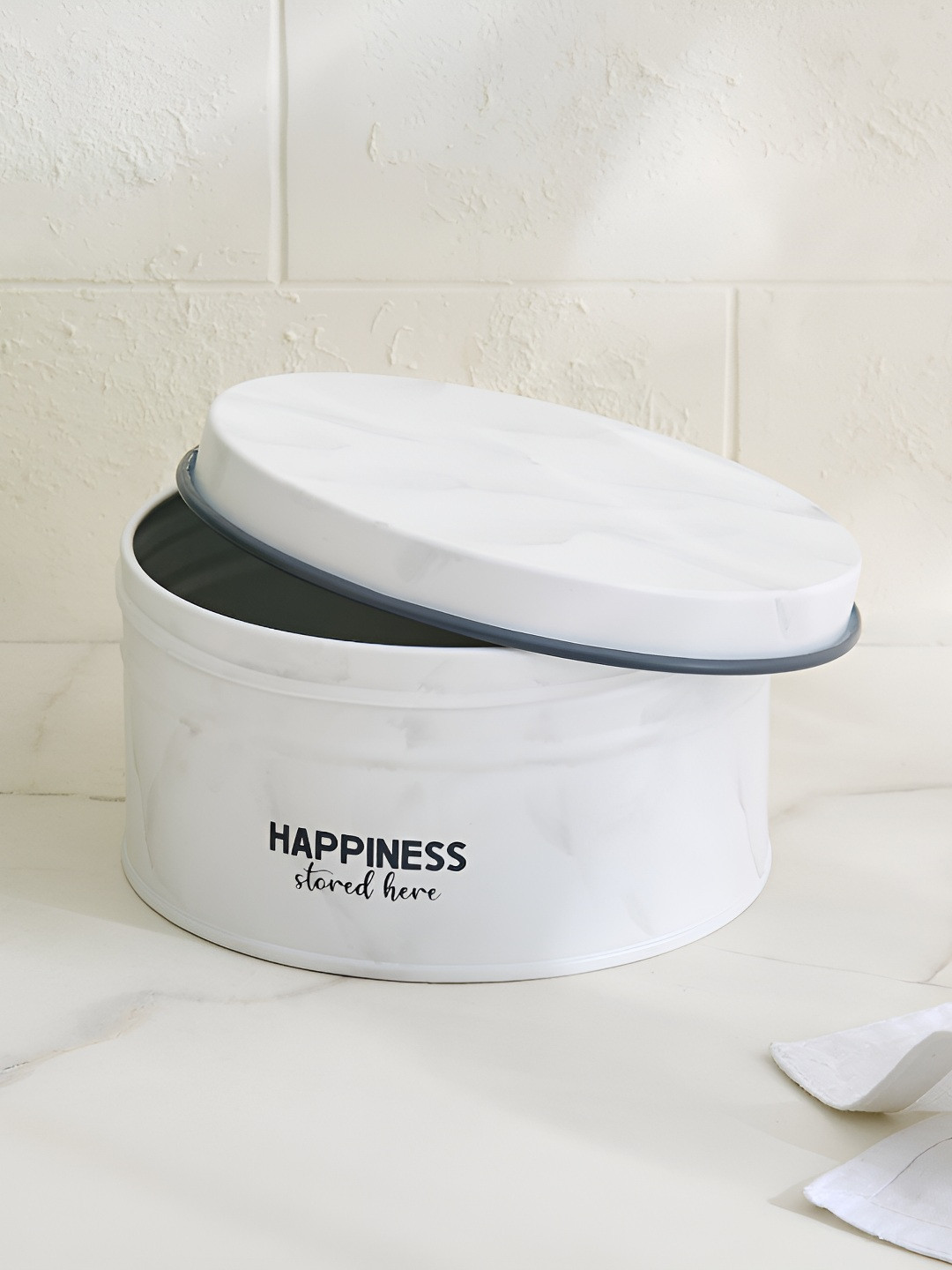 Home Centre White Metal Easy to Clean Canister Container 800ml