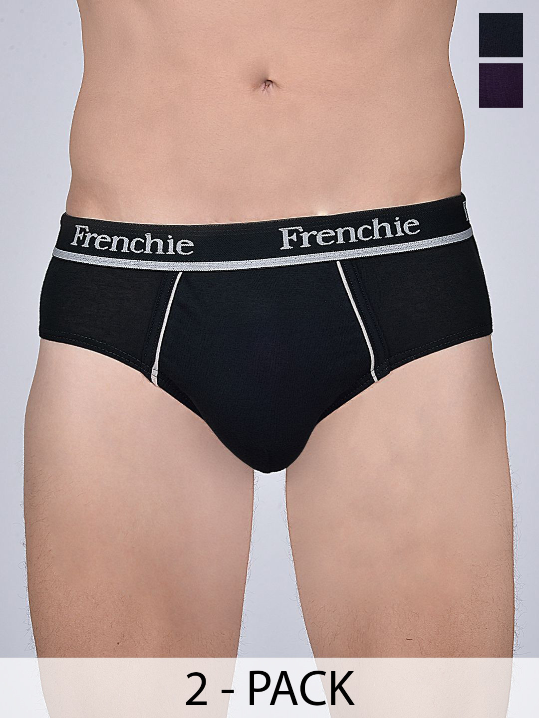 FRENCHIE Men's Pack Of 2 Solid Low Rise Basic Briefs