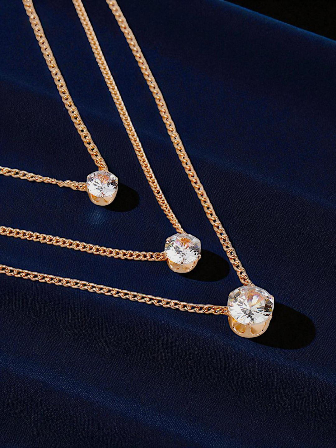 Kord Store Rose Gold-Plated Stone Studded Layered Necklace