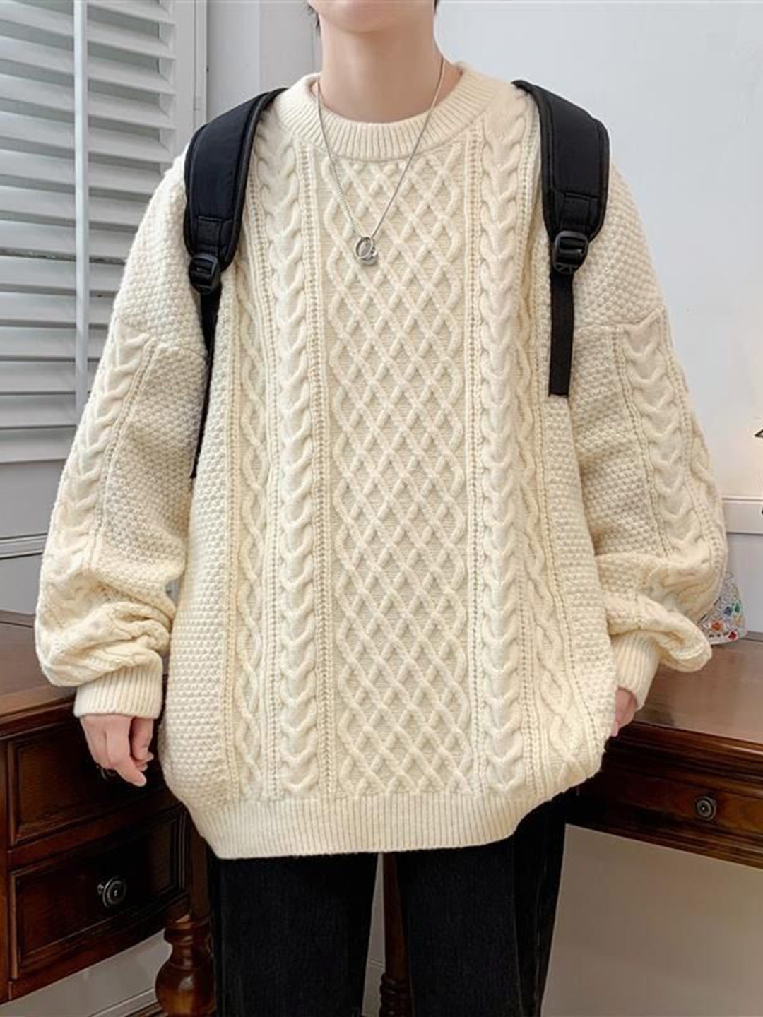 StyleCast Men Self Design Round Neck Sweater