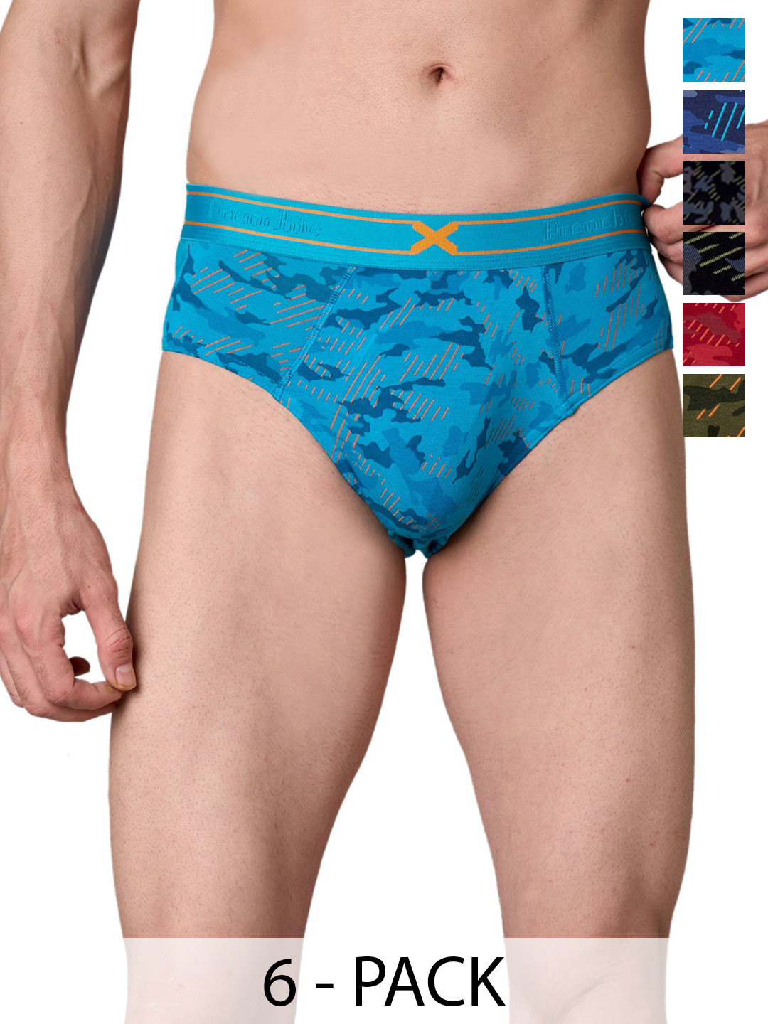 FRENCHIE Men Pack Of 6 Camouflage Printed Basic Briefs FR-MI-BF-RAGE-1X5-ASTD-S-PO6