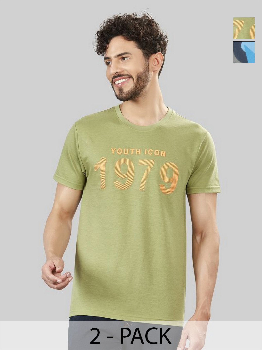 BE POSITIVE Pack Of 2 Graphic Printed Short Sleeves Slim Fit T-shirt